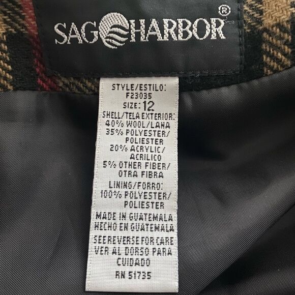 Sag Harbor Wrap Skirt Red Tab Wool Fringe Lined sz 12 - Picture 5 of 6